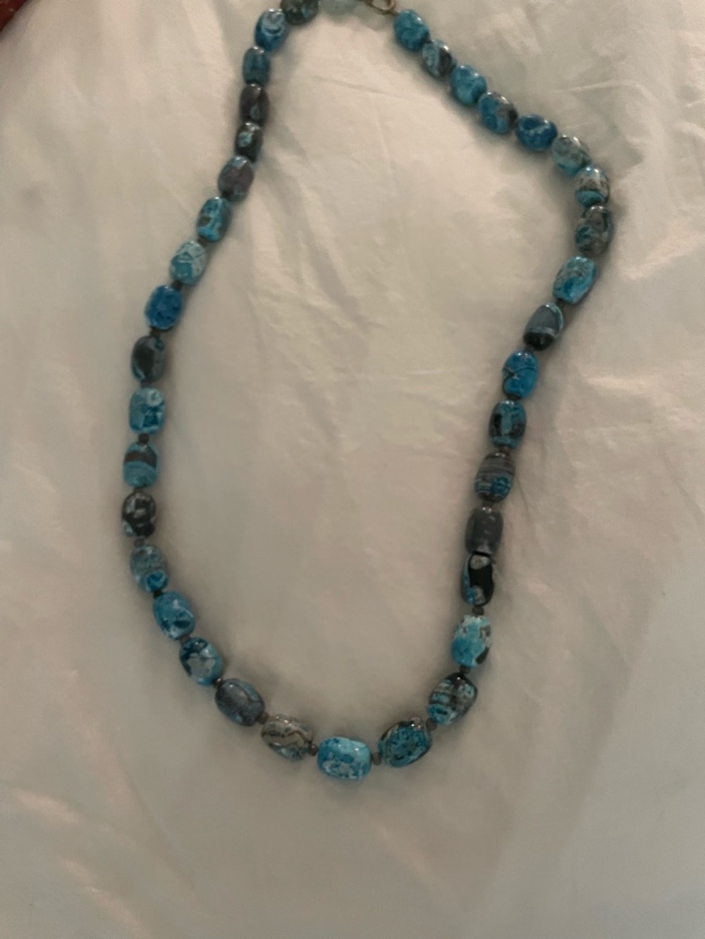 Blue Beaded Women's Necklace - Stylish Stone Beads.